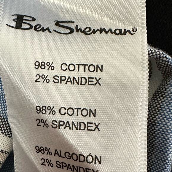 Ben Sherman Modern Fit Button Down Collar Short Sleeve Size M Blue Yellow Stripe - Picture 5 of 7